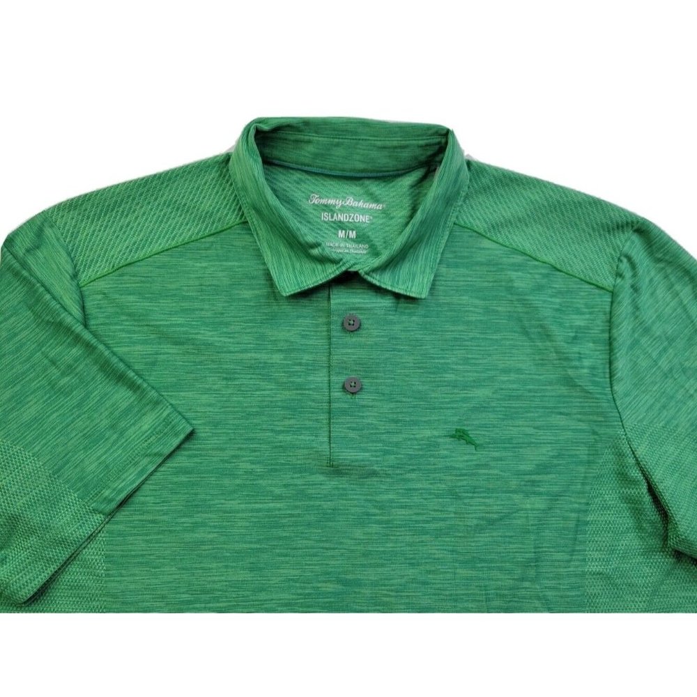 Tommy Bahama Island Zone Men's M Green Polo Shirt Vented Dry Fit Wicking
